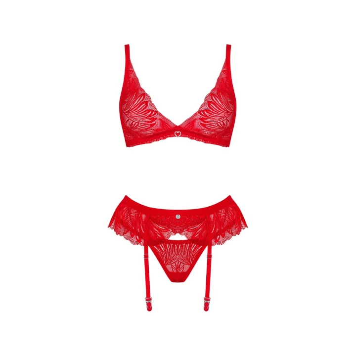 Zestaw bielizny koronkowej OBSESSIVE XL/2XL, regulowane ramiączka, czerwony kolor