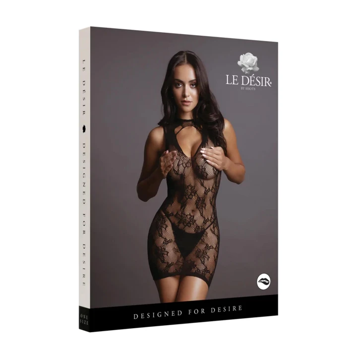 Sukienka mini koronkowa LE DESIRE - elastyczna, dekolt łódka, rozmiar S-XL