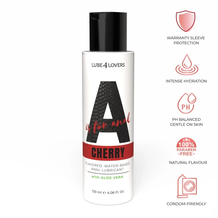 Wodny lubrykant analny — A Is for Anal (Cherry) 120 ml, z aloesem, pH zbilansowane
