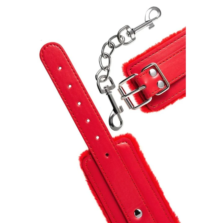 Kajdanki erotyczne Anonymo, skóra naturalna, welurowe wyściełanie, 27 cm