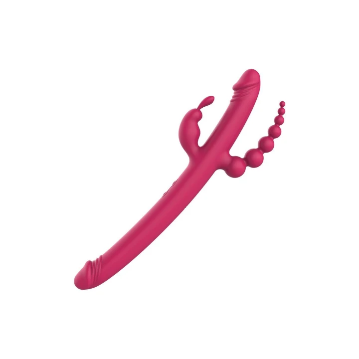 Wibrator uniwersalny Essentials - 2 penisy, królik i kulki analne, silikonowy