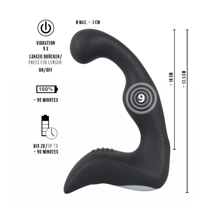 Wibrator prostaty Rebel Pro, ładowany USB, 9 trybów wibracji, silikon, 14,6 cm