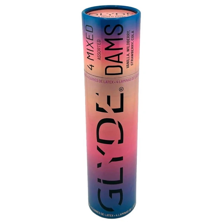 Chusteczki ochronne GLYDE Dams z naturkautschuklatex, 4 smaki, 25x15 cm