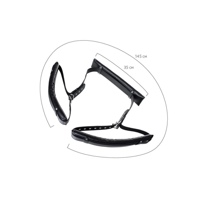 Sling do unieruchamiania nóg Anonymo, PU skóra, z regulowanymi kajdankami, czarny