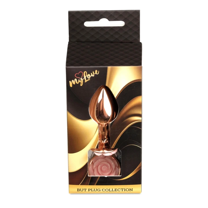Korek analny (biżuteria) MyLove Toys – stal nierdzewna, różowy kwiat, 7 cm