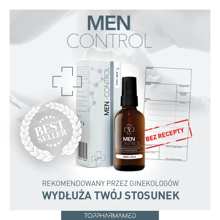 Spray kontrolujący wytrysk MEN - 50 ml, laboratoryjna formuła, dla silnych doznań