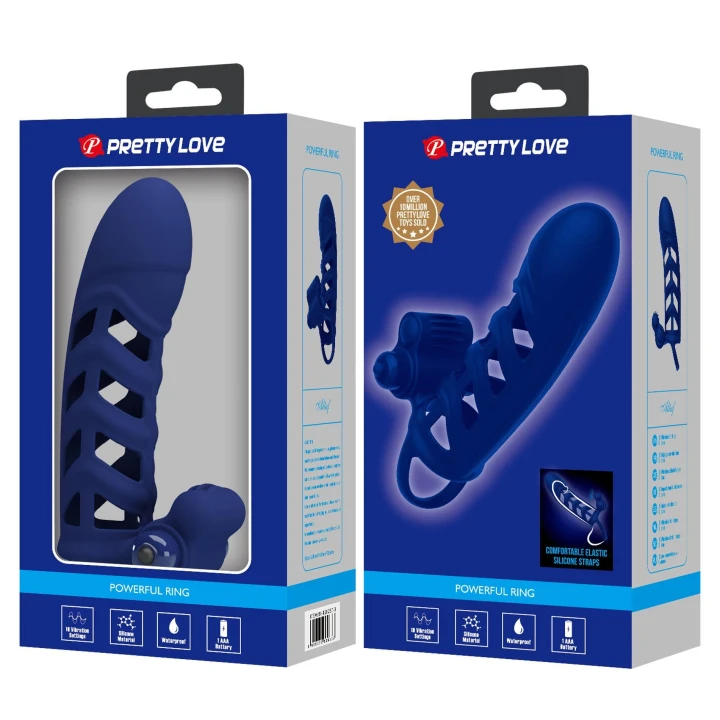 Wibrująca nakładka na penisa PRETTY LOVE - silikonowa, 10 funkcji wibracji, elastyczna