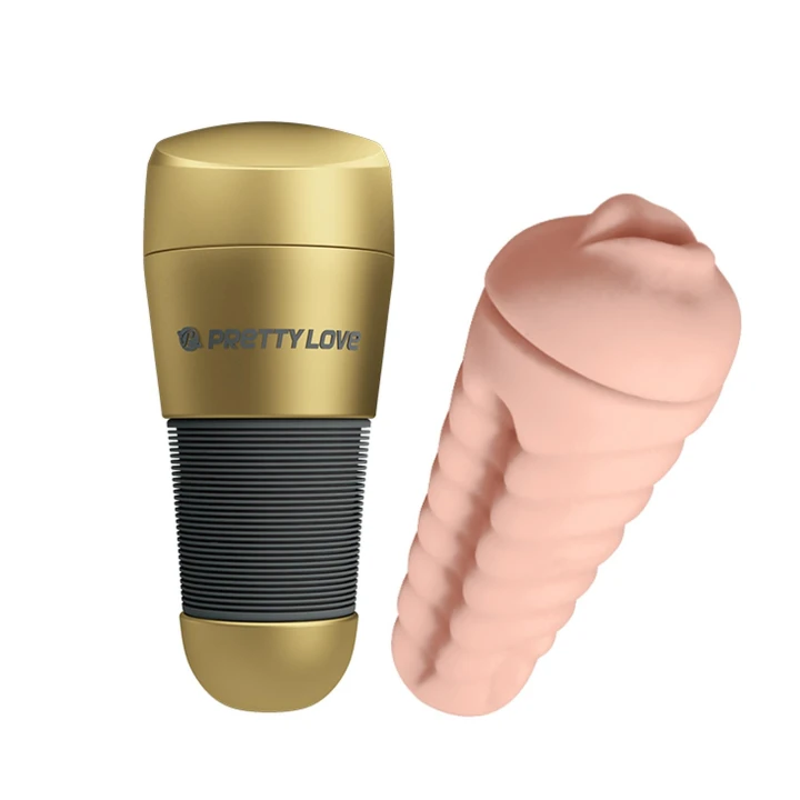 Masturbator TPR ABS Silikon - Pretty Love Kitty, ultra-realistyczny dotyk, żebrowany wnętrze