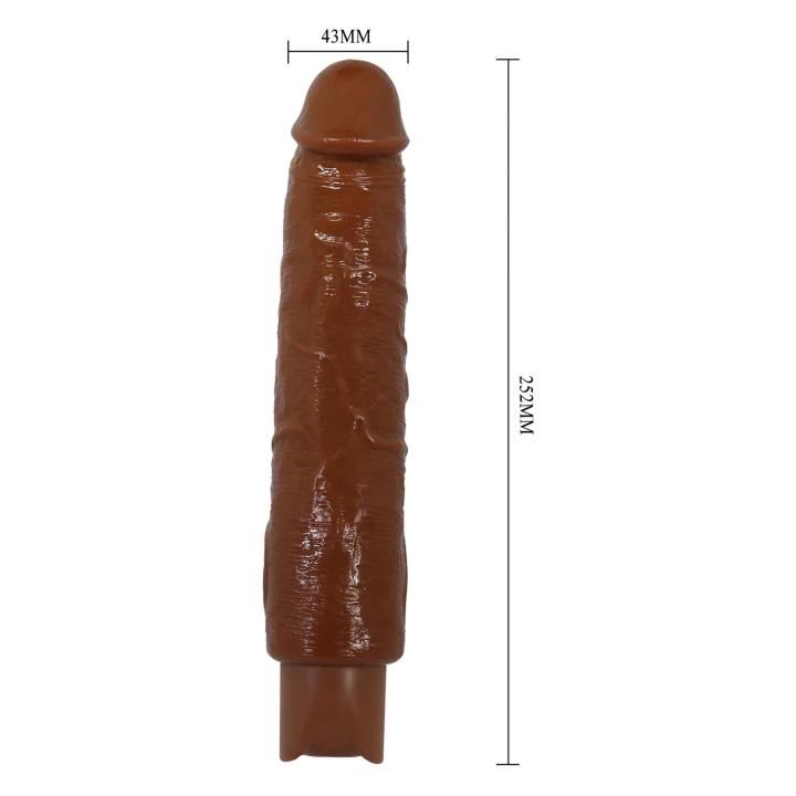 Dildo Pretty Love Soren, 25,2 cm, 10 trybów wibracji, realistyczny brązowy