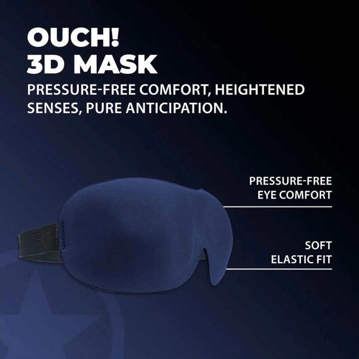 Opaska na oczy 3D — Luksusowa Navy, profilowane kieszenie, miękki poliester