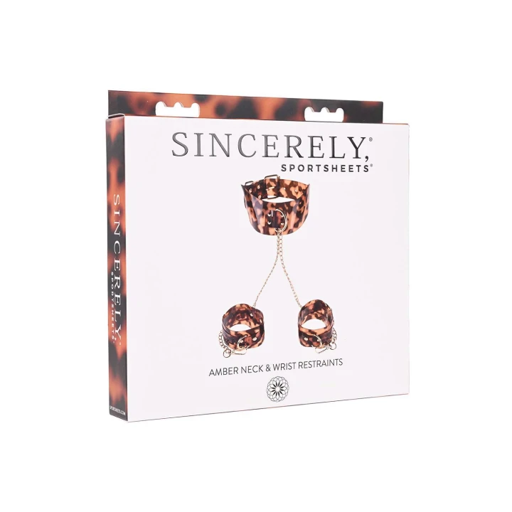 Ograniczniki na szyję i nadgarstki SPORTSHEETS - bursztynowe, regulowane klamry, PVC