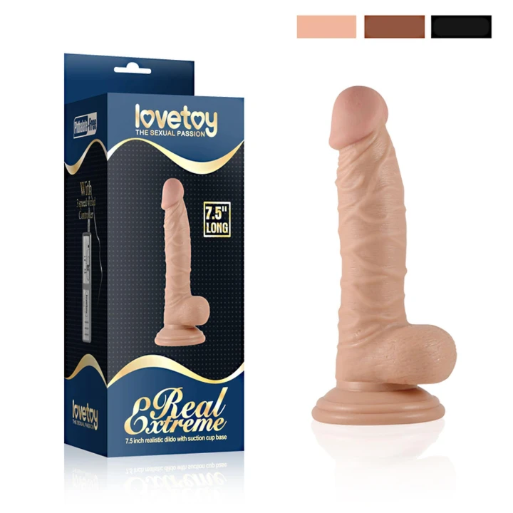 Dildo - Real Extreme 7,5 cala, wodoodporne, 3 prędkości wibracji, przyssawka