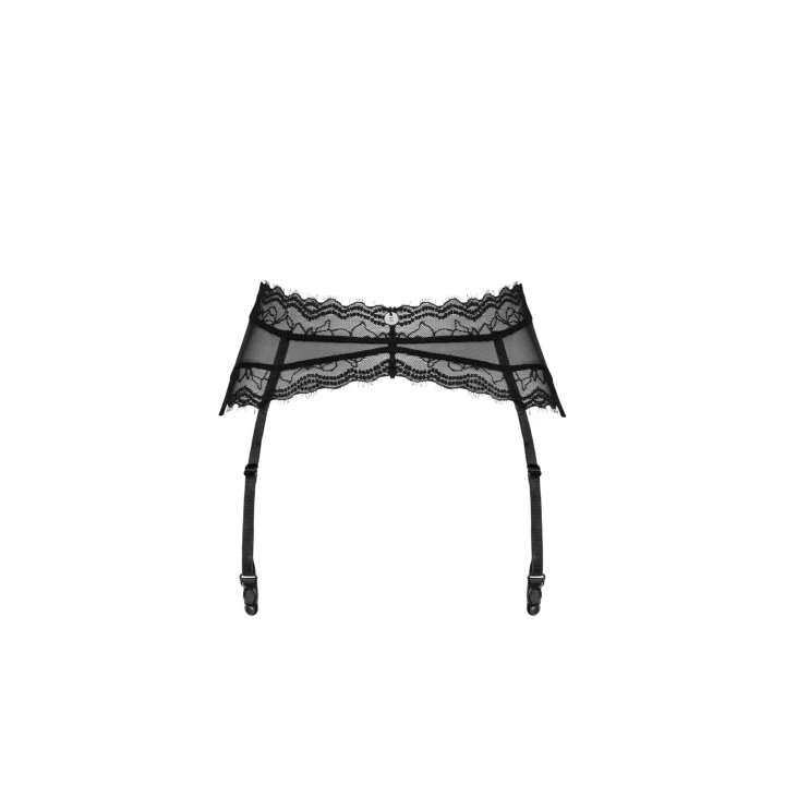 Pas do pończoch OBSESSIVE Medilla M/L, czarny, regulowane zapięcie, lekka koronka, fiszbiny