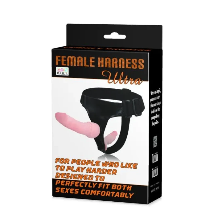 Podwójna proteza penisa BAILE - Ultra Female Strap-On, regulowane majtki, CyberSkin