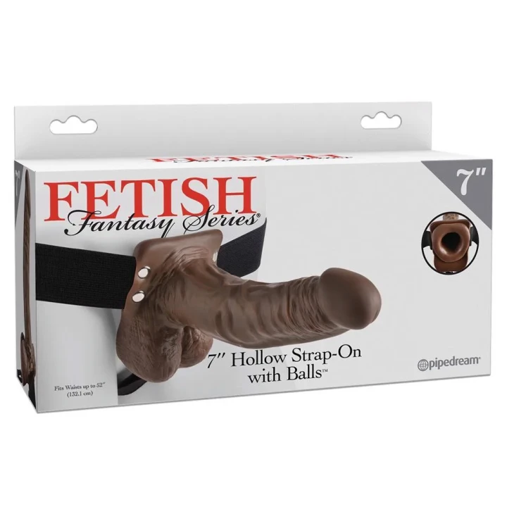 Dildo FFS 7 - wydrążone, elastyczna uprząż, długość 18,9 cm, średnica 4,3 cm