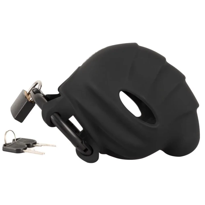 Klatka na penisa i jądra Black Velvets, silikonowa, elastyczna, z zamkiem
