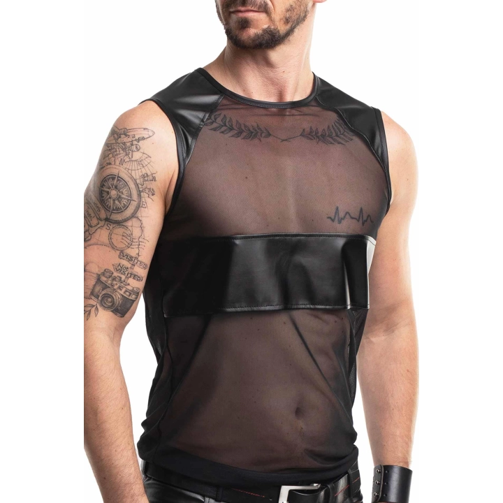 T-shirt REGNES FETISH PLANET – siateczka transparentna, wetlook, czarny, XXL