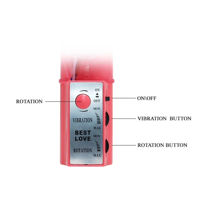 Wibrator kròlika BAILE z rotacją i wieloma prędkościami, różowy, TPR ABS