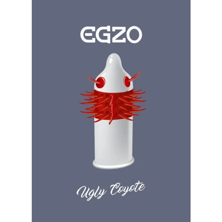 Prezerwatywy lateksowe Egzo Ugly Coyote, długość 18-19 cm, z wypustkami dla przyjemności