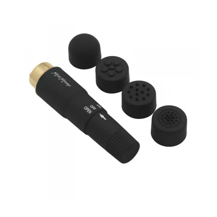 Wibrator mini Toyz4Lovers, wodoodporny, 4 nasadki, 10 cm długości