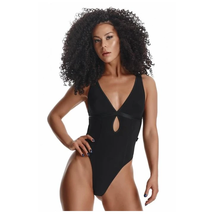 Body DEMONIQ Kolekcja Lady X Gracia, czarny, elastyczny, z ozdobnymi detalami srebrnymi