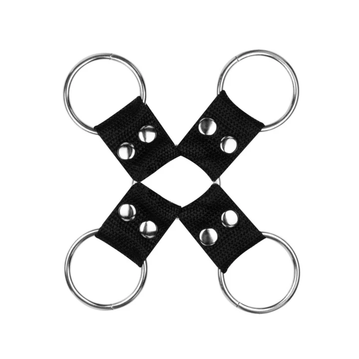 Zestaw do BDSM - Bound by Lace, 8 elementów, koronkowe kajdanki, czarny kolor