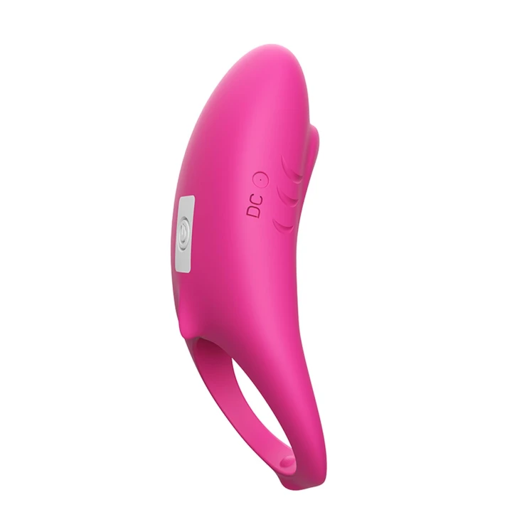 Wibrator do penisa Shark Rose Red, 9 trybów wibracji, wodoodporny, silikonowy