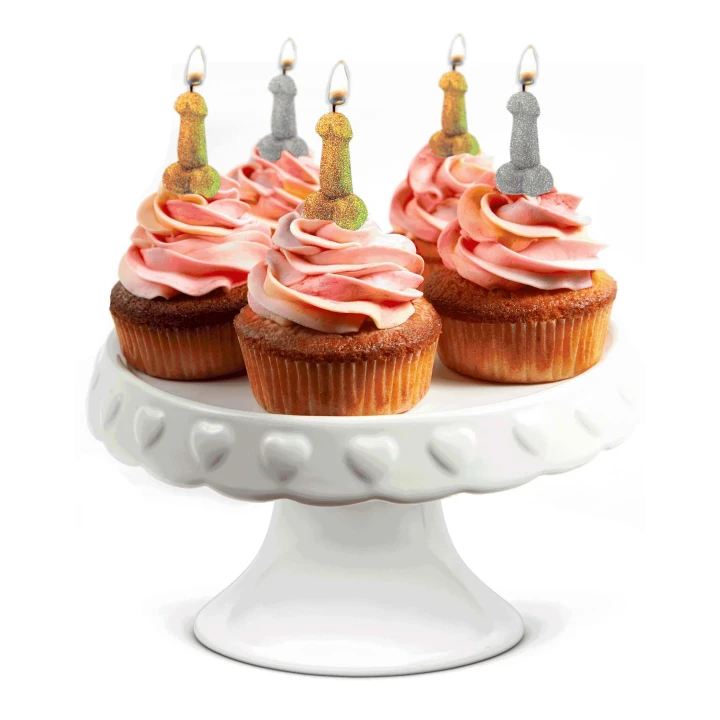 Świeczki dekoracyjne – Glitterati, zestaw 5 sztuk, 3 złote, 2 srebrne, 5 cm