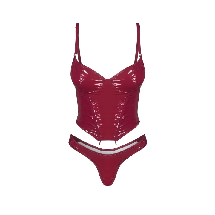 Gorset OBSESSIVE z regulowanymi ramiączkami i połyskującym wykończeniem S/M