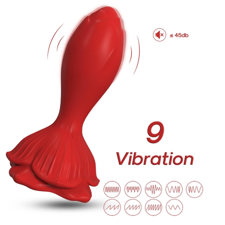 Wibrator analny Rosenberg Red, silikonowy, 9 trybów wibracji, wodoodporny