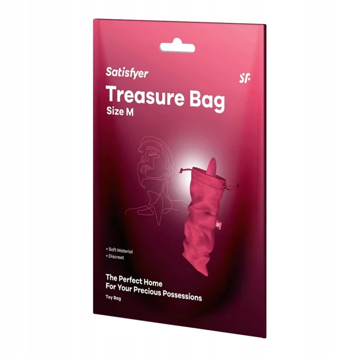 Torba do przechowywania Satisfyer Treasure Bag M, różowa, 24x12cm, miękki materiał
