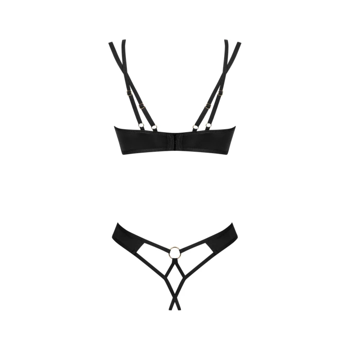 Bielizna otwarta OBSESSIVE Nesari XL/2XL, regulowane ramiączka, luksusowy design, czarna