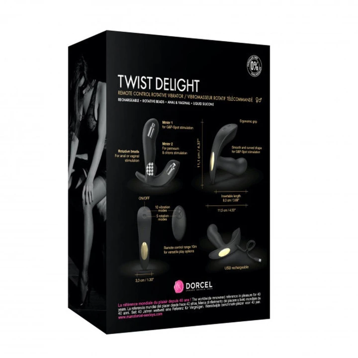 Masażer intymny Dorcel Twist Delight, 10 trybów wibracji, wodoodporny, zdalny pilot