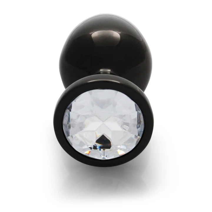 Zatyczka analna - Ouch! - średnia, metalowa, z podstawą, ozdobiona klejnotami