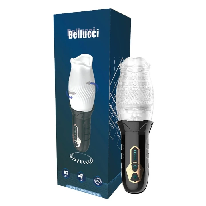 Masturbator z obrotami i wibracjami, akumulator litowo-jonowy, 9 trybów wibracji