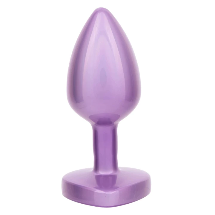 Korek analny Jewel Small – Długość 6 cm, Średnica 3,3 cm, Srebrny z kryształowym sercem