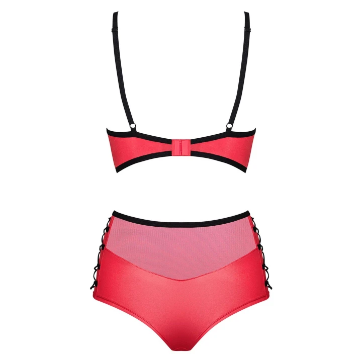 Zestaw bielizny, OBSESSIVE Leatheria - 2-częściowy, z fiszbinami, regulowane ramiączka