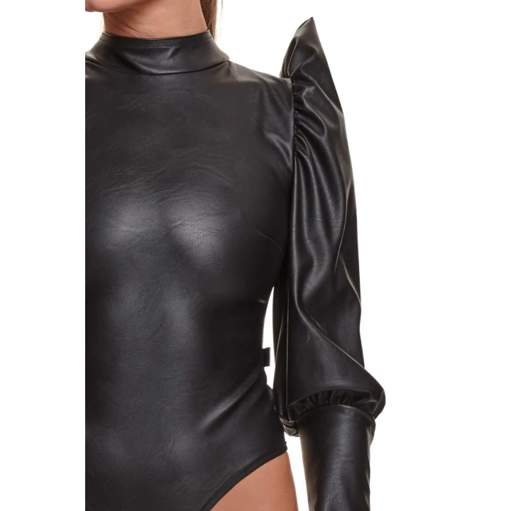 Body DEMONIQ Kolekcja Black Rose 2.0, ekoskóra, długie rękawy, rozmiar L, czarne