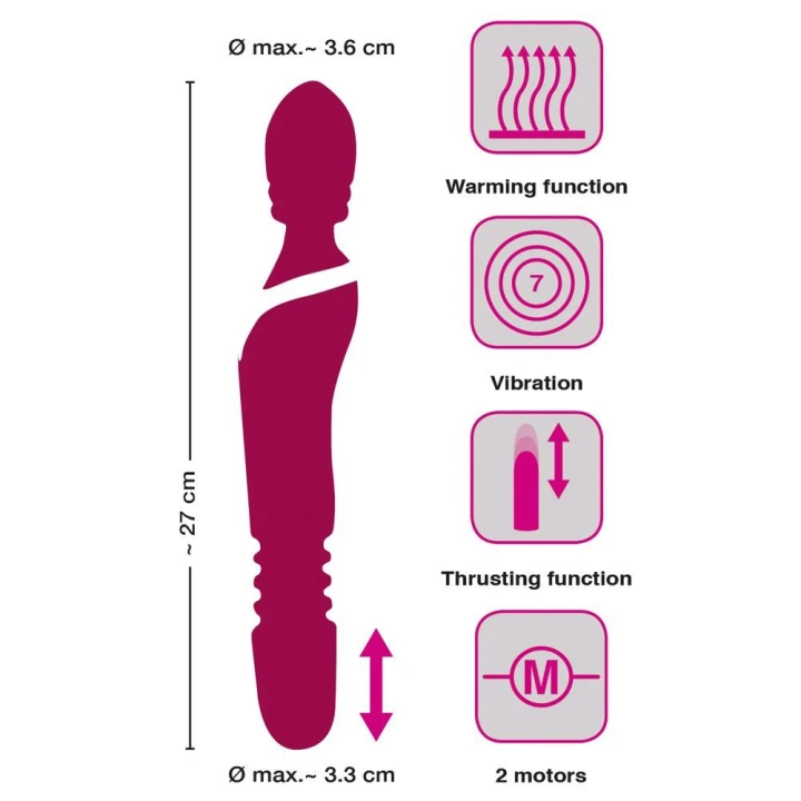 Masażer rozgrzewający Javida, 7 trybów wibracji, 3 prędkości, ruchoma głowica