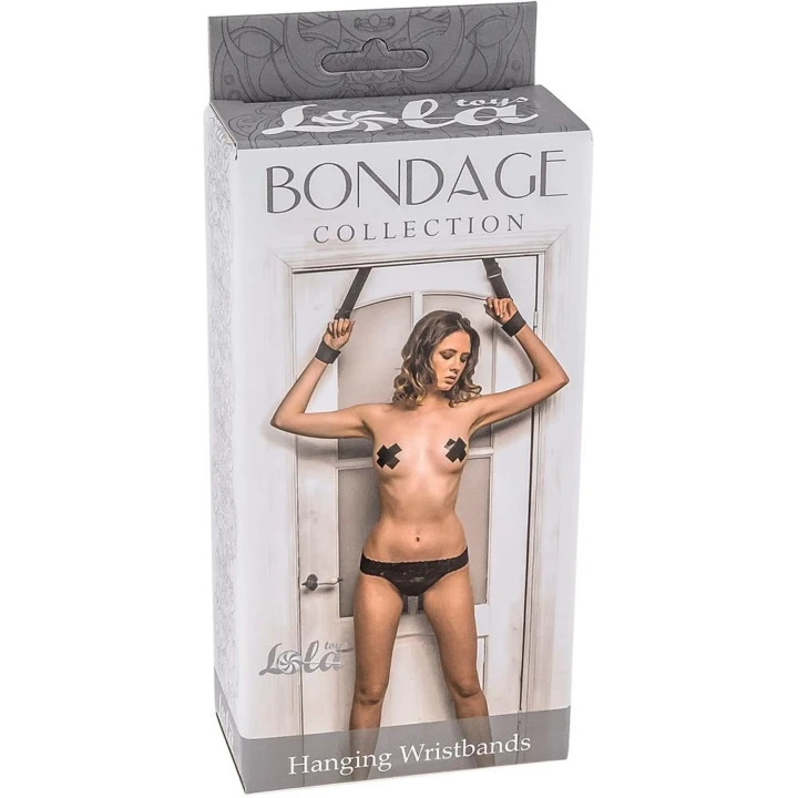 Kajdanki na taśmie - 100% poliester, czarny, max długość 40 cm, szerokość 4 cm