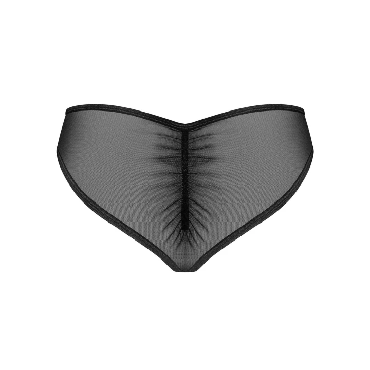 Figi Donarella OBSESSIVE XL/2XL, czarne, koronkowe detale, połyskująca zawieszka