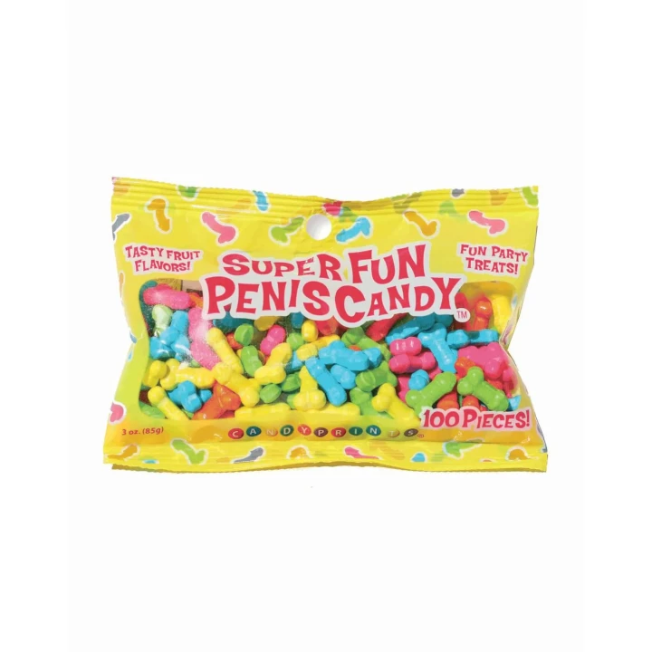Cukierki w Kształcie Penisów Super Fun, Owocowe, 100 Sztuk, 85g