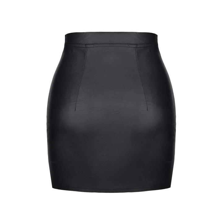 Mini spódniczka czarna DEMONIQ Kolekcja Black Rose 2.0, ekoskóra, rozmiar XL, 3 zamki