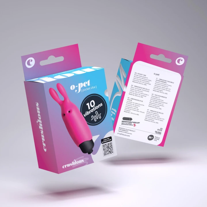 Wibrator zewnętrzny Crushious O-Pet, 10 trybów wibracji, silikon med. 8,8cm długości