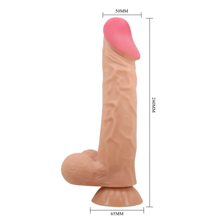 Dildo BAILE - Wibrujący, elastyczny, przyssawka, materiał TPR/ABS, 9,4 cali