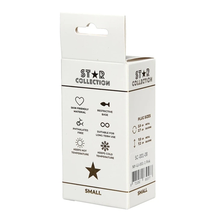 Korek analny S Star Collection – różowy silikon z jasnoniebieskim kryształem