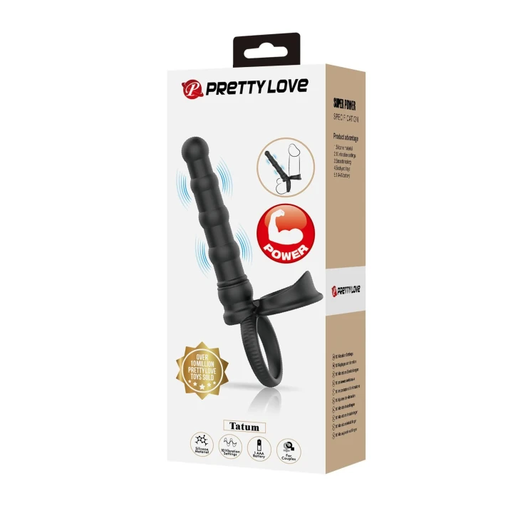 Pierścień erekcyjny PRETTY LOVE - Tatum, 10 wibracji, z wtyczką analną 17,8 cm