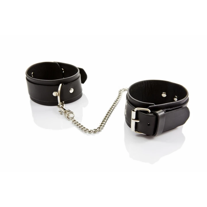 Kajdanki WHIPS męskie na nogi, szerokość 4 cm, regulacja 25-29 cm, skóra naturalna