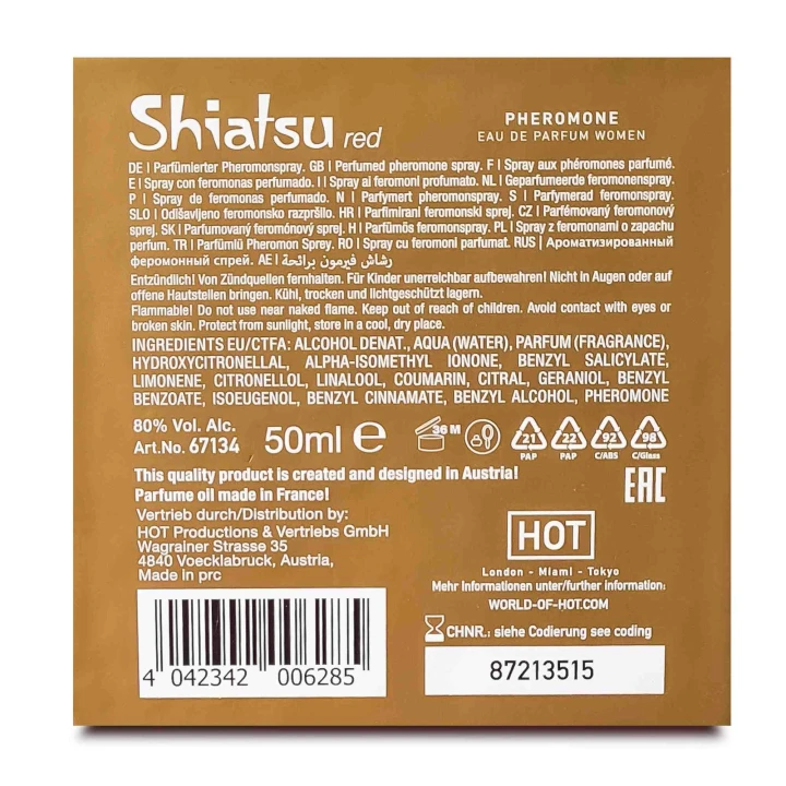 Perfume feromonowy SHIATSU, 50 ml, czerwony, atrakcyjny zapach dla kobiet