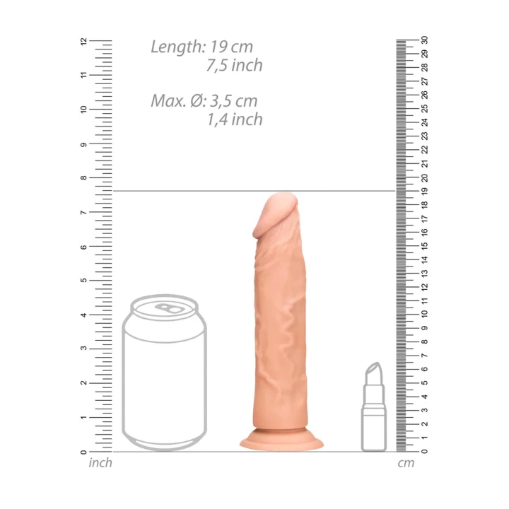 Dildo - Skin TPE, 19 cm długości, realistyczna faktura, ultra-mocna przyssawka